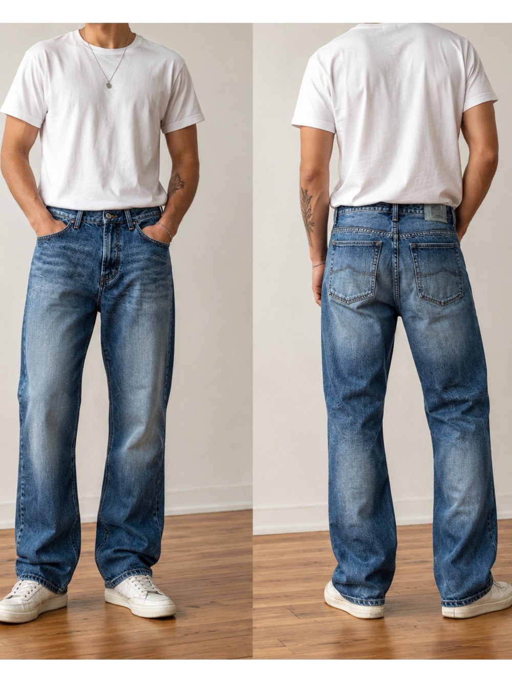 Azure Jeans Men’s Acid Wash Jeans 36W x 34 L Relaxed Straight Leg Y2K